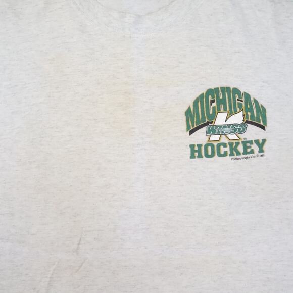VTG 90s Michigan Wings Hockey Made in USA XL Gray Short Sleeve T-Shirt - Picture 6 of 12